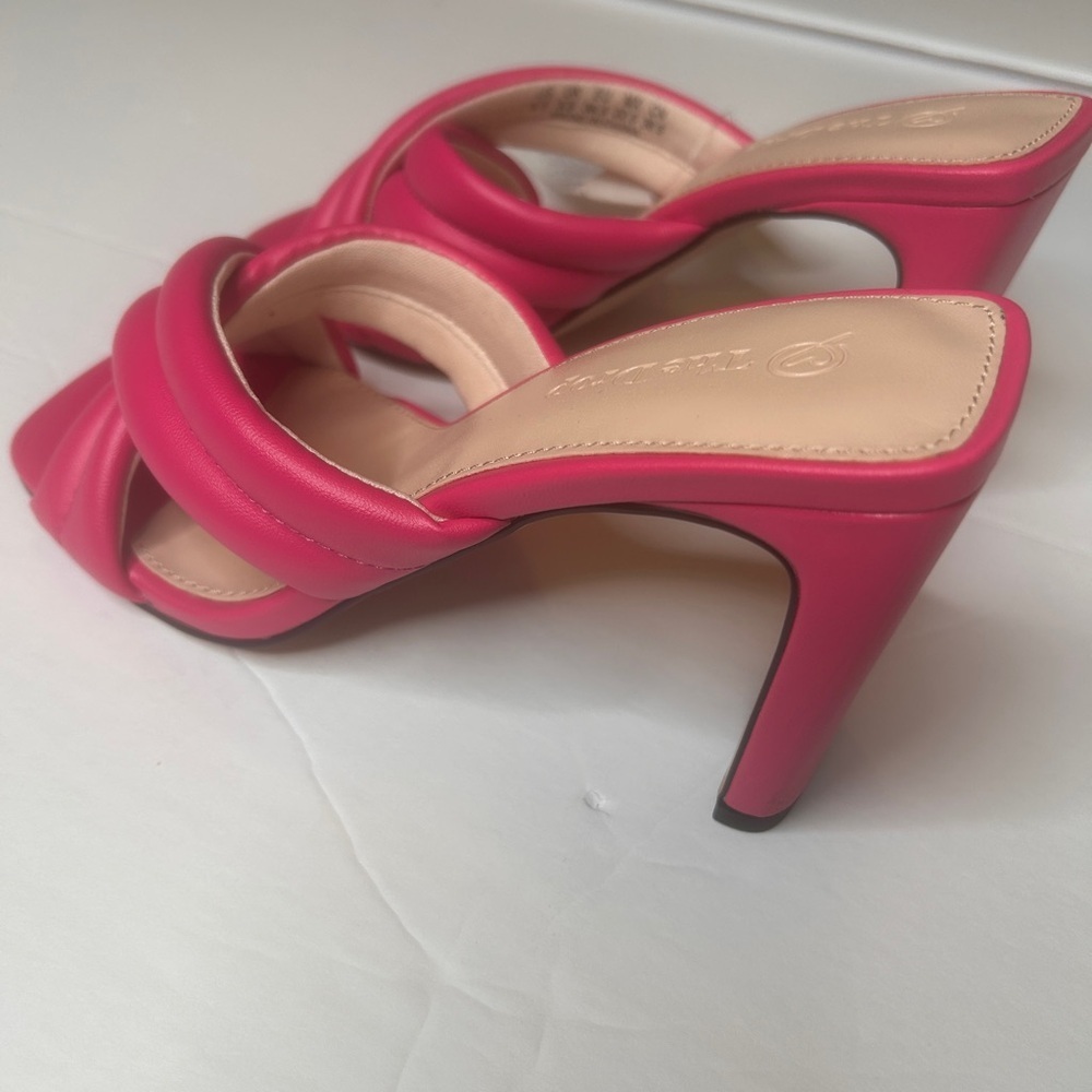 Pink Block Heel Crisscross Heels - Picture 5 of 10